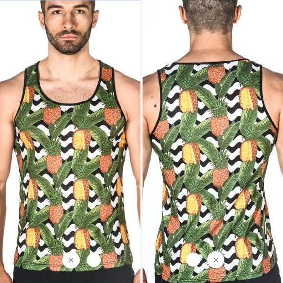 ST33LE - Pineapple Chevron Stretch Jersey Tank Top (M) - Picture 2 of 10